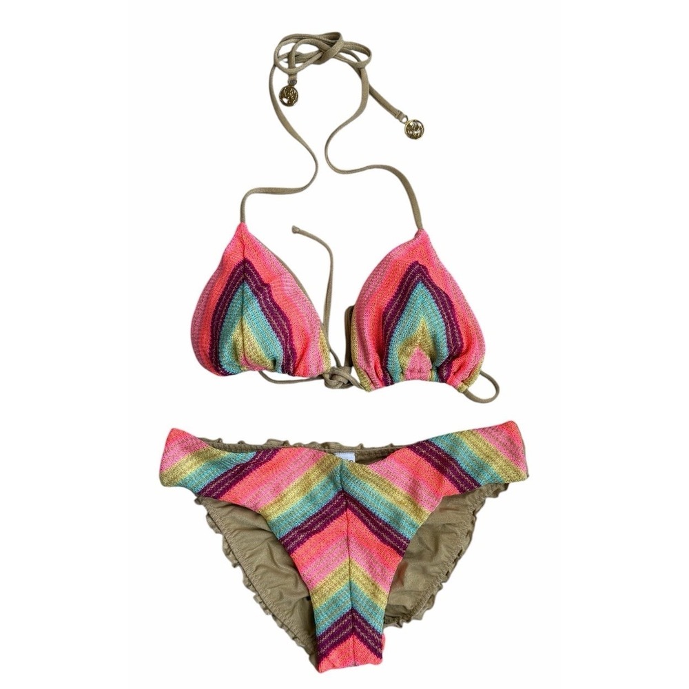 Luli Fama Muse Feels Triangle Top Ruched‎ Bottom Women's Size Medium